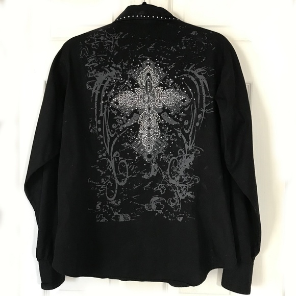 Pink Cattelac Black Western Shirt Snaps Large - Picture 2 of 7